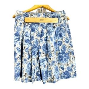 Talbots Petites Blue & Cream Floral Print Skirt Size 4P